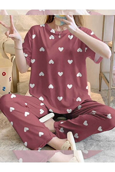 PEMBİŞ HOMEWEAR Kısa Kollu Pijama Takımı Hello Beautiful Supersoft Basic Süprem