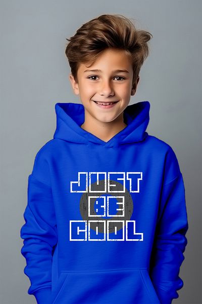 ADA BEBEK ÇOCUK Hanorac oversize cu imprimeu alb Just Be Cool pentru băiat