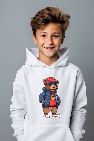 ADA BEBEK ÇOCUK Φούτερ Boy's Boho Printed Oversize με Καπέλο και Μπουφάν