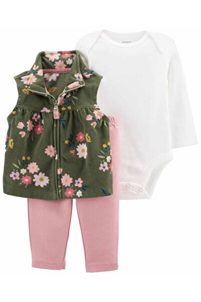 Carter's Kız Bebek Yelekli Set 3'lü Paket Yeşil