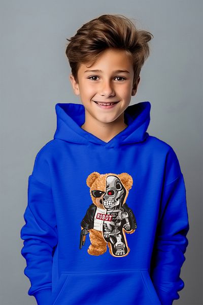 ADA BEBEK ÇOCUK Hanorac oversize cu imprimeu Robot Teddy pentru băiat