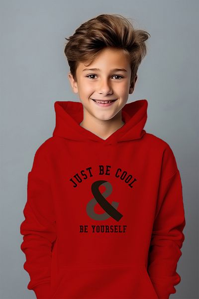 ADA BEBEK ÇOCUK سويت شيرت للأولاد مطبوع عليه Just Cool مقاس كبير