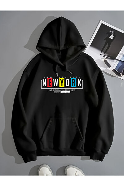 mw memowear Unisex 2-nitna rasterska majica NEW YORK CITY crna oversize