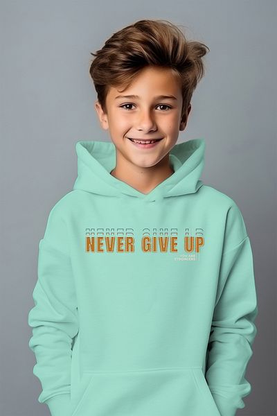 ADA BEBEK ÇOCUK Големи суичър с щампи Never Give Up за момче