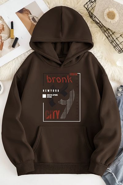qavnas Φούτερ Unisex 2ip Raster URBAN BRONK Καφέ Oversize