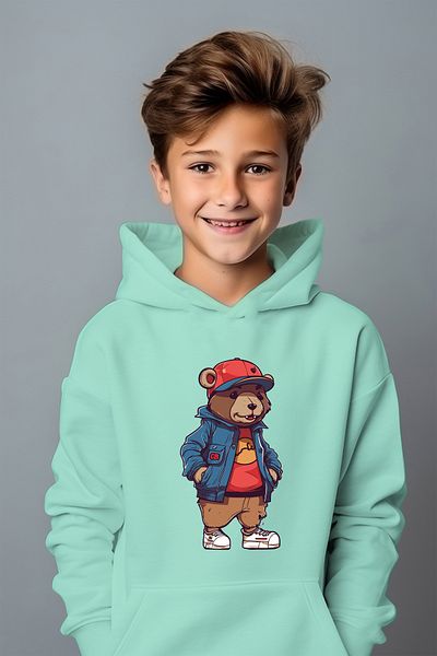 ADA BEBEK ÇOCUK Голям суичър с щампа Boho за момче с шапка и яке