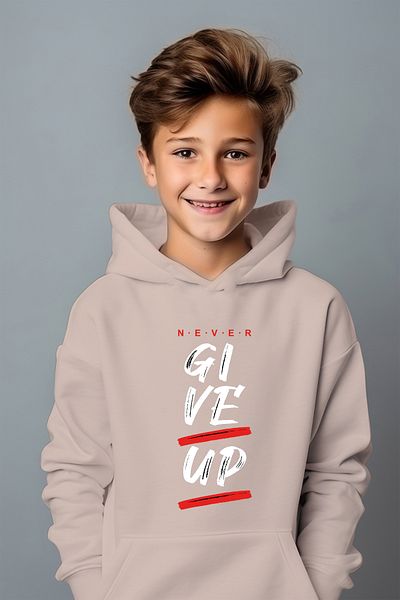 ADA BEBEK ÇOCUK Φούτερ για αγόρι λευκό Give Up με στάμπα oversize
