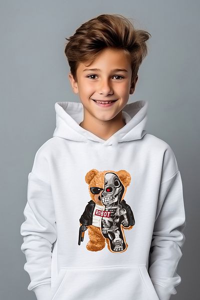 ADA BEBEK ÇOCUK Hanorac oversize cu imprimeu Robot Teddy pentru băiat