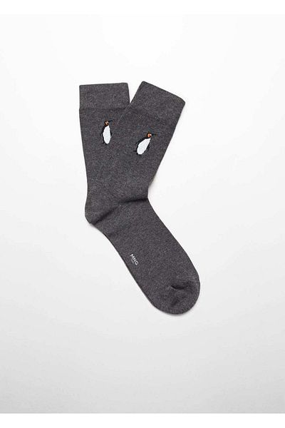 MANGO Man Baumwollsocken mit Pinguin-Motiv