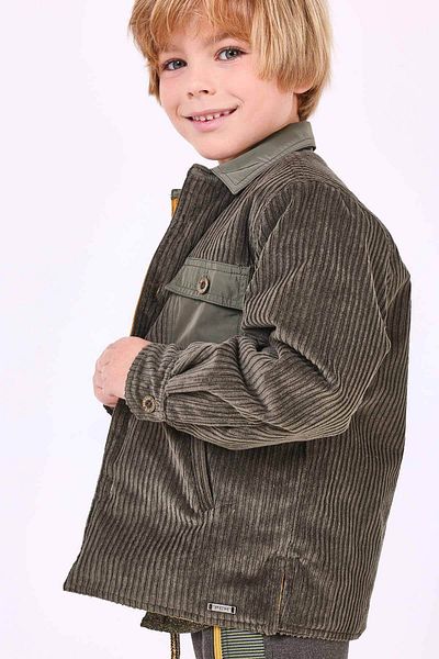 Pan Con Chocolate Boy's Velvet Jacket Khaki
