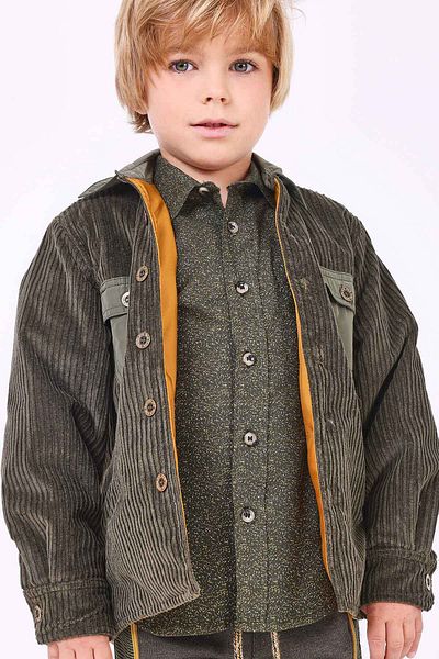 Pan Con Chocolate Boy's Velvet Jacket Khaki