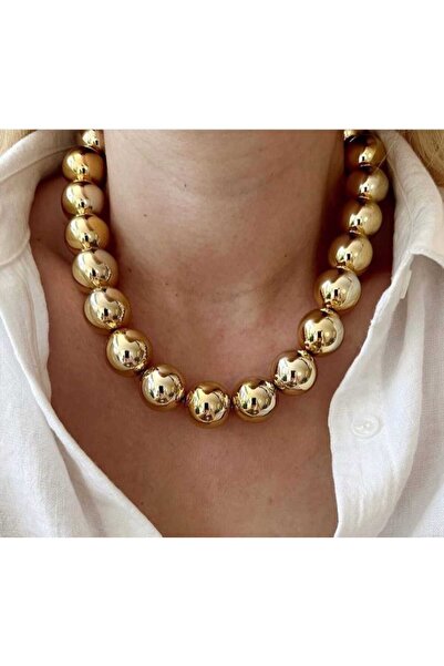 Simge Gümüş Gold Tirend Ball Necklace