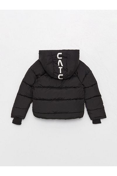 LC Waikiki Hooded Printed Girl's Puffer Coat