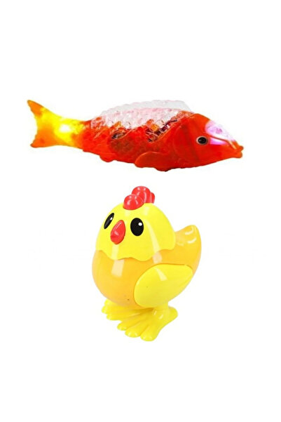 Numaca Kurmalı Oyuncak Civciv ve Işıklı Kırmızı Balık Şarkılı Yürüyen Kırmızı...
