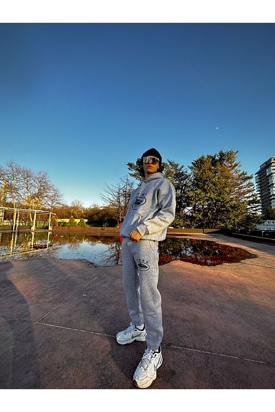 Minus Corteiz Star Printed Unisex Hoodie Gray Suit Street Wear Style