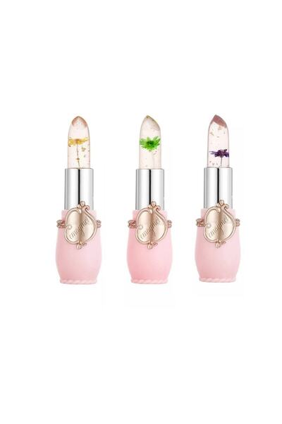 Lesvip's 3 Adet Çiçekli Ruj Uzun Süre Kalıcı Dudak Balsamı Nemlendirici Etkili Dudak Parlatıcı Ruj No.4,5,6