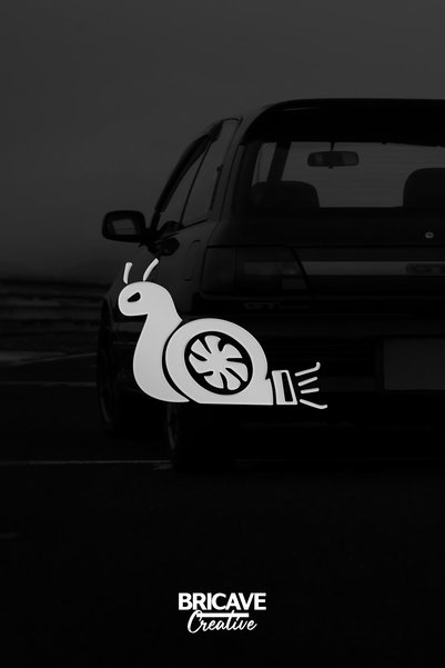 Bricave Turbo Salyangoz JDM Araba-Motosiklet Cam Etiket Sticker 14x10cm