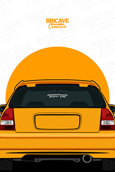 Bricave Prensesler Hasta Olmaz, Nazara Gelir Yazı JDM Araba-Motosiklet Cam Etiket Sticker 19x4cm