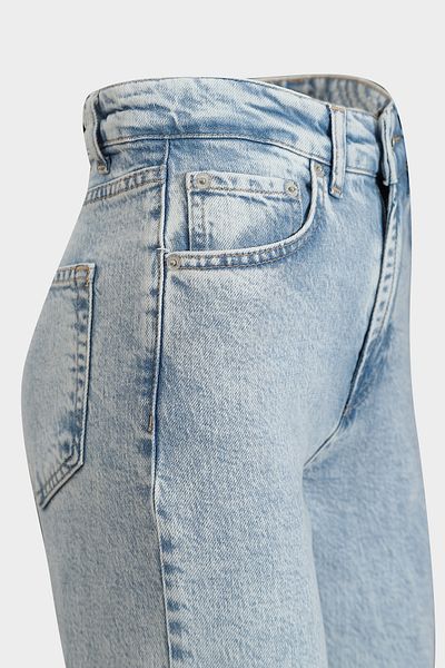 Açelya Okcu Mid Waist Lycra Straight Light Blue Straight Leg Seamless Jeans