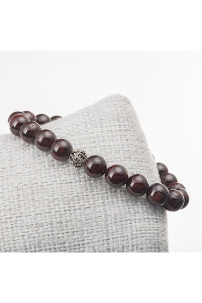 Taşta Moda Lal Taşı Gümüş Bileklik-8 mm