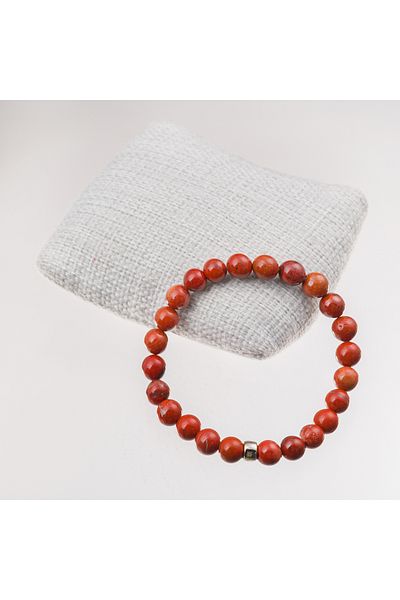 Taşta Moda 8 mm Red Jasper Jewelled Bracelet