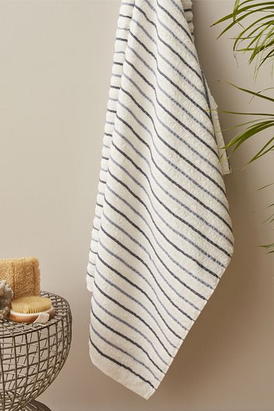 Karaca Home Young Denim Blue Striped Bath Towel 85x150 Cm White