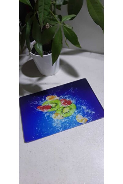 CAM KESME TAHTASI SUNUM TABLASI FRESH MEYVE GÖRÜNÜMLÜ KESİM TABLASI (20CM X 30CM)