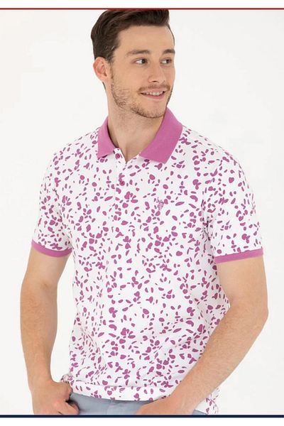 U.S. Polo Assn. Férfi rózsaszín nyakú polo póló-L