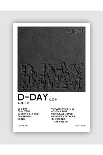 fırsatlar diyarı AGUST D D-Day K-pop Duvar Posteri - Duvar Dekoru - Kalın Kağ...