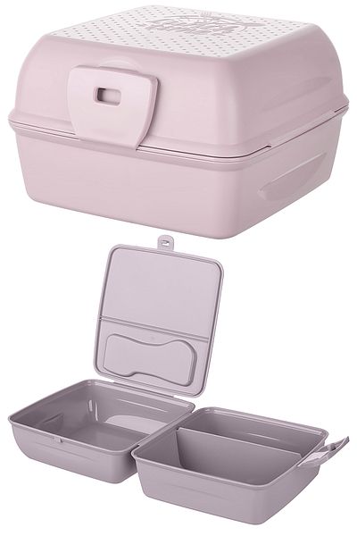 Emofom Creo 3 Compartment Feeding Bowl 1300 Ml Food Storage Container (15 X 15 X 9 Cm)