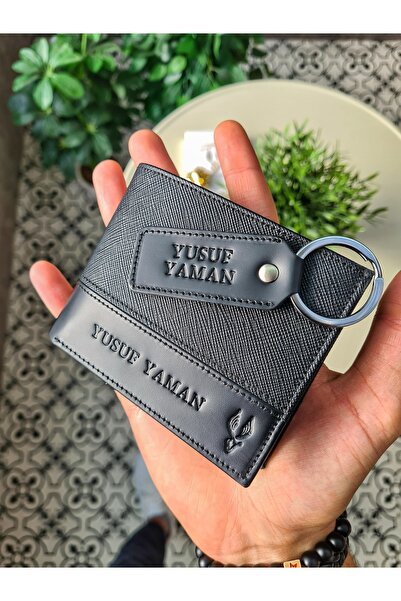 VİSSO 1299 Hakiki Deri İsme Özel Set Kimlik Bölmeli Siyah Deri Erkek Cüzdan v...