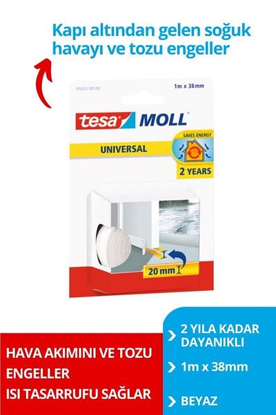 Tesa Moll® General Purpose Door-Floor Foam, White, 1m X 38mm
