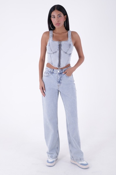 RICHMOST Comfortable Women's Jeans with Wide Legs and High Waisted Pockets Re...