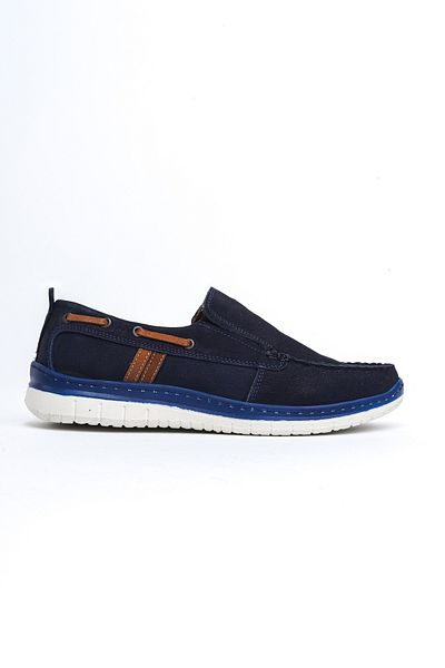Deripabuc Genuine Leather Navy Blue Nubuck Men's Leather Casual Shoes Mrd15-3040