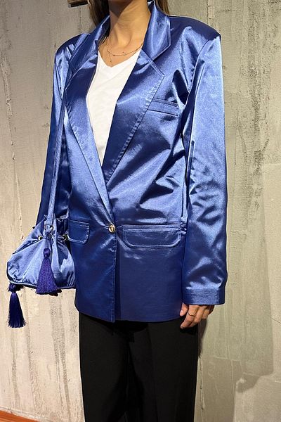 poupee Jachetă din satin violet deschis, sacou violet, jachetă din satin pentru femei, haine pentru femei de Anul Nou