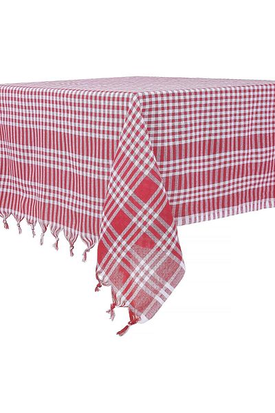 DESTALYA Tablecloth Checked Picnic Cloth Tasseled Table Cloth 100% Natural Cotton Gingham Patterned Square 160 cm