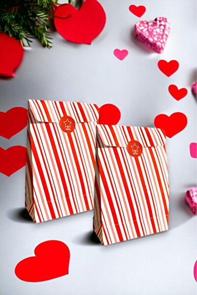 İstisna 2 Adet Özel Tasarım Yılbaşı Hediye Paketi Sevgililer Günü Hediye Paketi Kağıt Torba Sticker Hediyeli