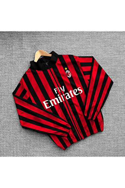 Mhm Unisex Parachute Fabric Printed Oversize Striped Red Waterproof Zippered ...