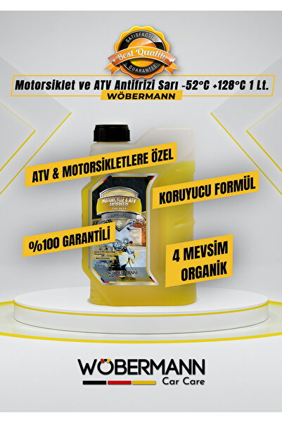 Wöbermann Motorsiklet ve ATV Antifrizi Sarı 4 Mevsim Organik G13 -52°C +128°C 1 Lt.