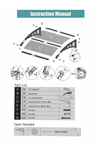 Gardinus Pratik Sundurma 240 X 100 Cm Siyah