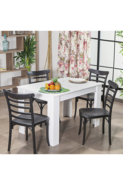 MOBETTO Arda / Efes Mutfak Masa Takımı 4 Sandalye 1 Masa - Siyah