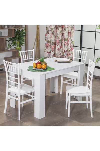 MOBETTO Arda / Soho Mutfak Masa Takımı 4 Sandalye 1 Masa - Beyaz