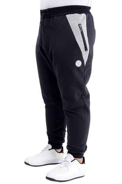 ModeXL Mode XL Plus Size Ανδρικό γαρνιρισμένο παντελόνι φούτερ 3 νήματα 23519 Navy Blue