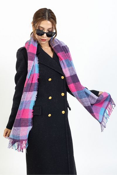 LadyColor Plaid Wool Shoulder Shawl - 70x200 Cm - Durable Acrylic