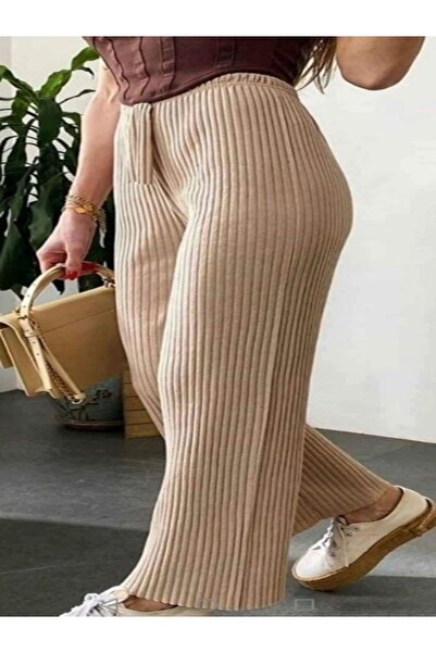 DESING HS Kadın Ispanyol Paça Triko Pantolon