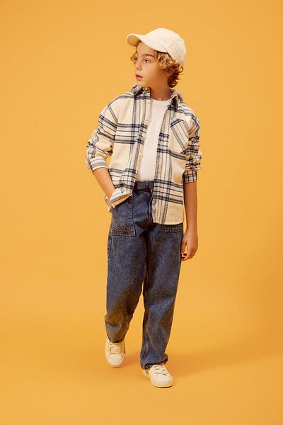 DeFacto Boy's Oversize Fit Hooded Flannel Long Sleeve Shirt