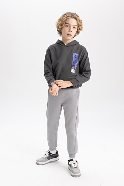 DeFacto Fiú szürke kocogós melegítőnadrág - nyomtatott, fűzős derék, rugalmas láb, zsebek B2945a823wn