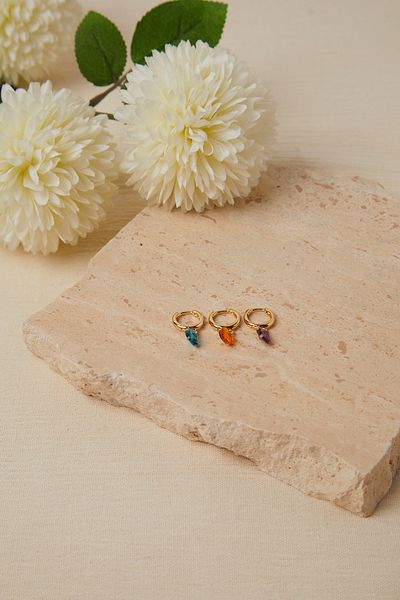 Elika Silver Women's 3-Piece Colorful Hoop Model Bijouterie Earrings