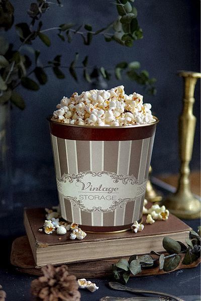 EVLE Metal Popcorn Box - Popcorn Bucket 13.5 Cm, Elegance Er149-8b