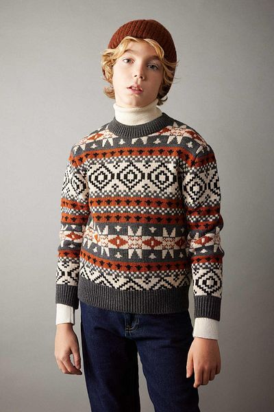 DeFacto Boy's Crew Neck Knitwear Sweater B0468A823Wn
